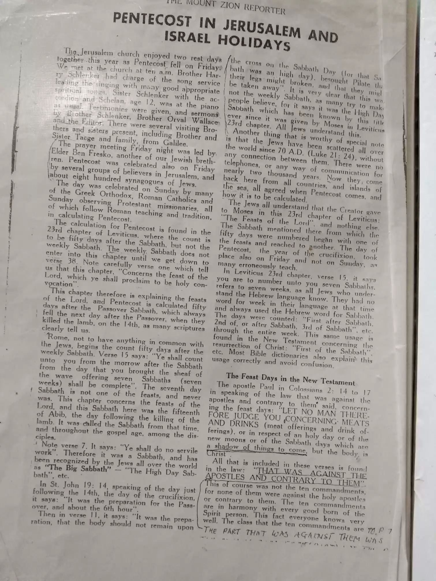 Pentecost-Mt Zion Reporter